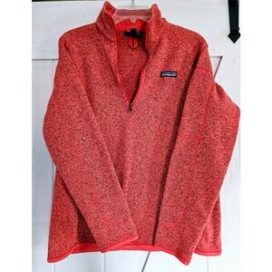 Patagonia Women's Better Sweater 1/4 Zip Fleece Pullover Large Tomato Coral